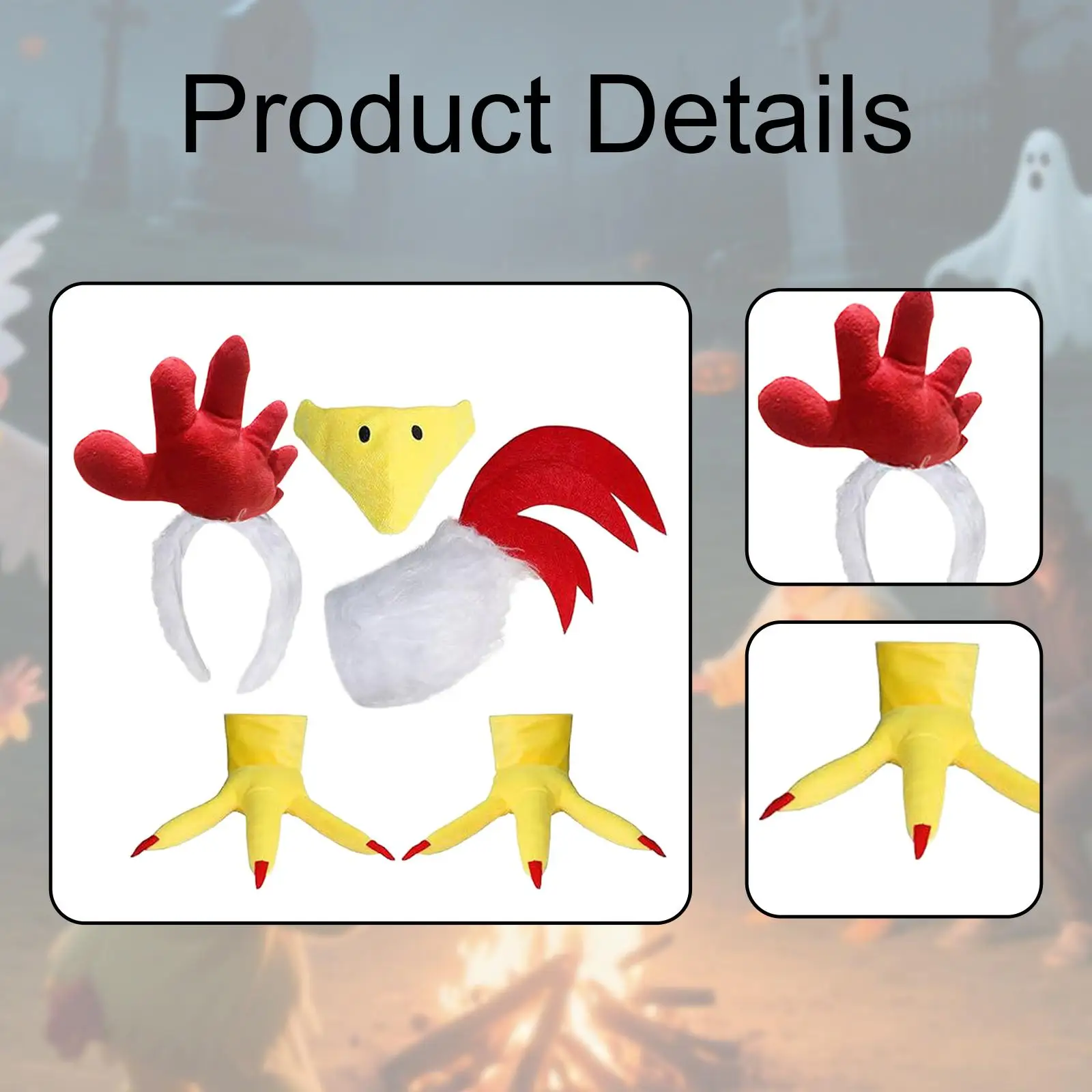 Chicken Costume Kit Eye Catching Novelty Dress up Photo Booth Props Cosplay for Thanksgiving Party Events Performances Pretend