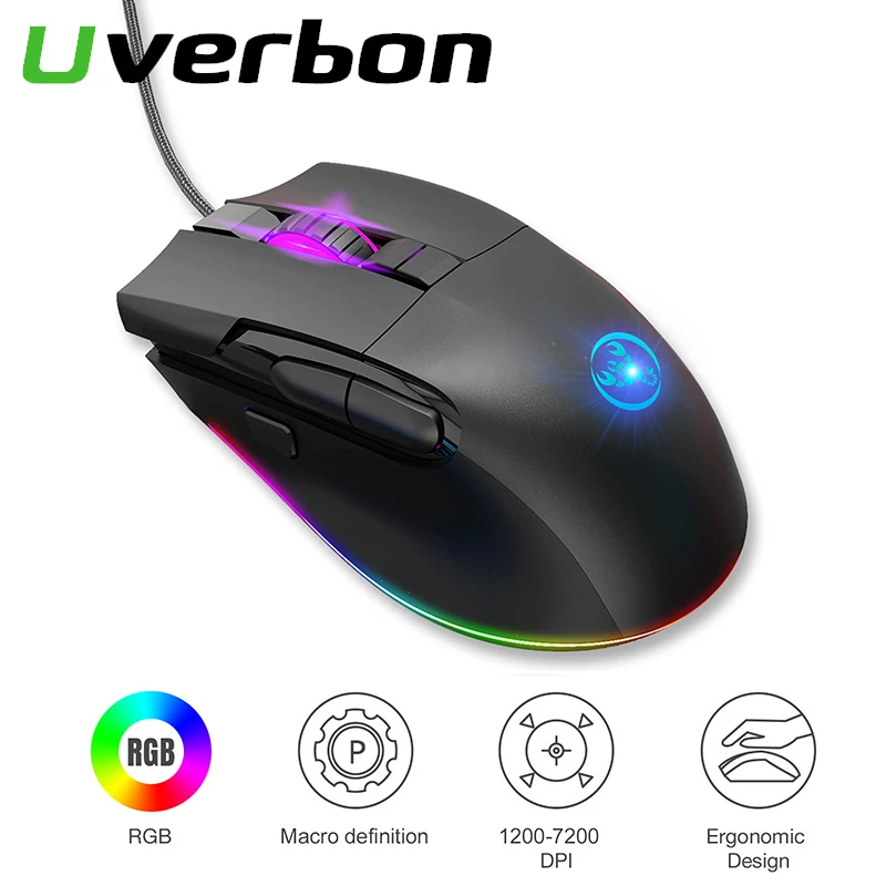 Gaming Mouse Programmable Wired Mouse 7200DPI 8 Button USB Computer Mouse Gamer RGB Mice With Backlight Cable For PC Laptops best gaming mouse for large hands