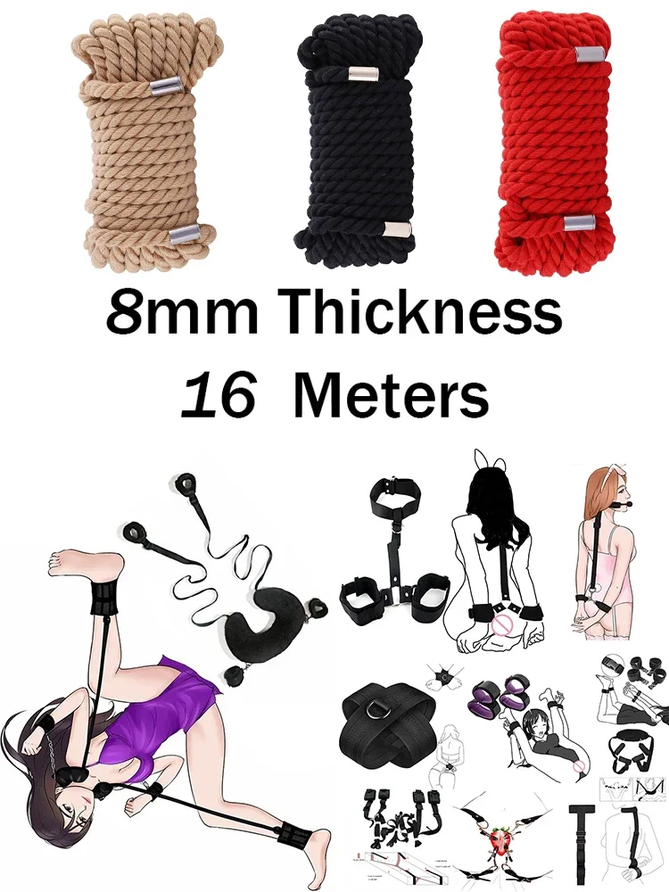 Adult Game BDSM Restraints Fetish Erotic Sex Toys For Couples Women Bandage Slave Collars Obedience Handcuffs Master Bondage Kit 6