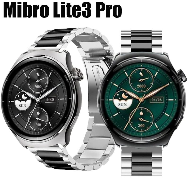 Pulseira de metal em aço inoxidável para homens, Smart Watch Strap