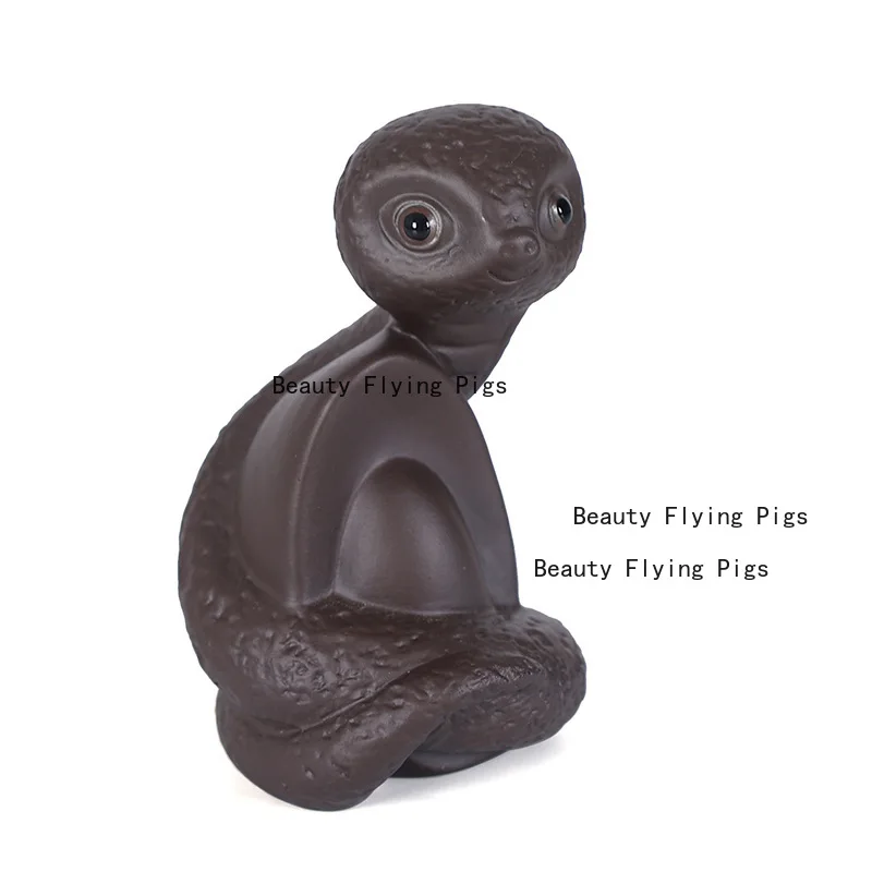 Purple Clay Tea Pet Small Ornament Zodiac Snake Handmade Creativity Can Care for Tea Set Accessories