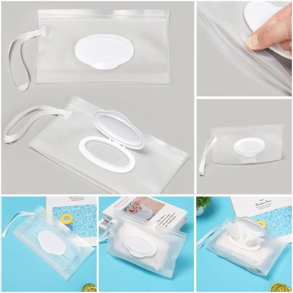 Eco-Friendly Snap Strap Cleaning Clamshell Box Wet Wipes Bag Napkin Storage Pouch Cosmetic Container Wipes Case 2