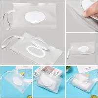 Eco-Friendly Snap Strap Cleaning Clamshell Box Wet Wipes Bag Napkin Storage Pouch Cosmetic Container Wipes Case 2