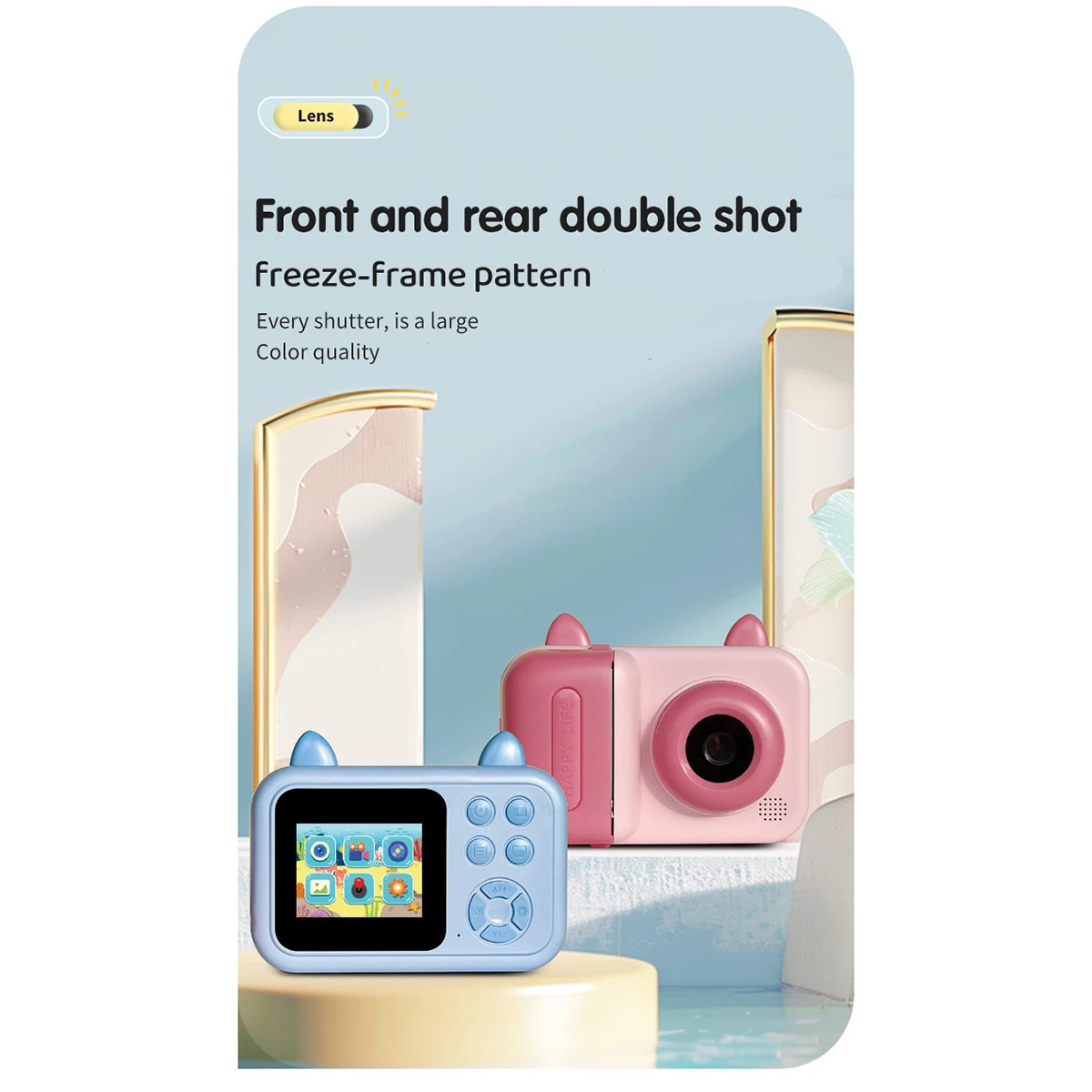 Instant Print Camera , Digital Photo Printer with High Refractive Polymer Lens , USB Rechargeable , Great Tool for Developing