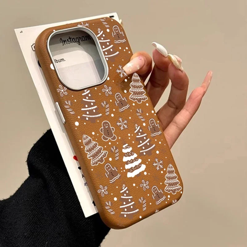 Matte Leather Christmas Tree Graphic Case - Festive Design Phone Cover