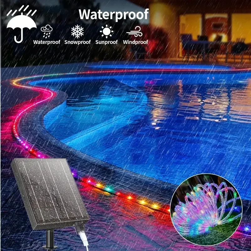 Description Picture 6 of item7M/12M LED Solar Rope Strip Light Outdoor Fairy Tube Rope Led Lamp String Christmas Decor For Garden Lawn Wedding Party Lights