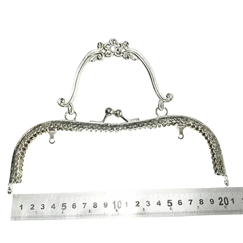 

20.5cm Metal Purse Frame Handle Clutch Bag Accessories DIY Kiss Clasp Lock Bronze Embossing M-shaped HandBag Hardware