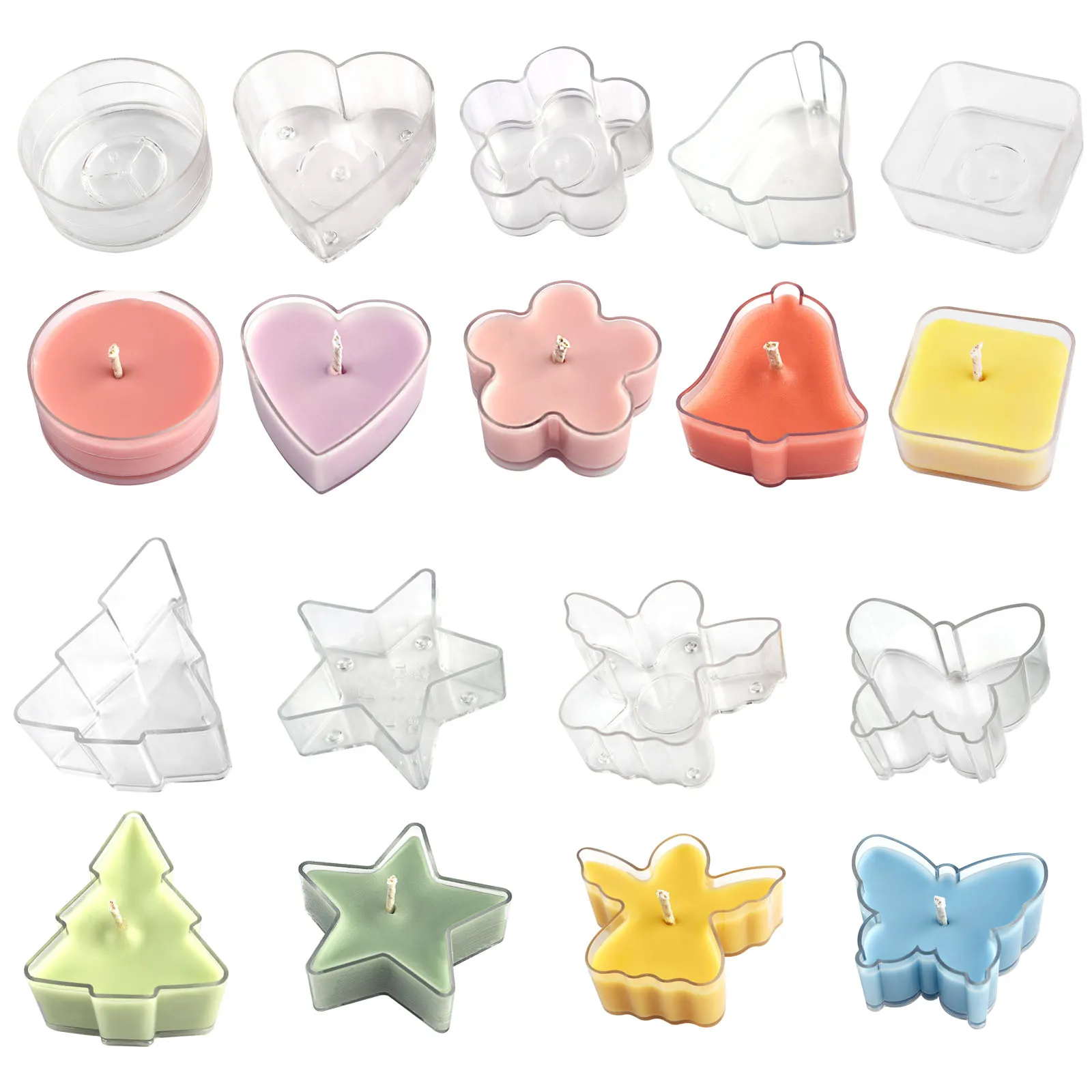 5Pcs/Pack DIY Candle Making Mold Heart Shaped Small Candle Love PC Box Plastic Flame Retardant Wax Box Acrylic Tea Wax Mould