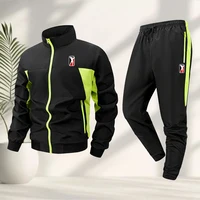 Costume de sport décontracté pour hommes, veste à fermeture éclair avec logo unique imprimé, avec pantalon, pour l'été, le fitness, le cyclisme, les activités de plein air et les trajets quotidiens 5