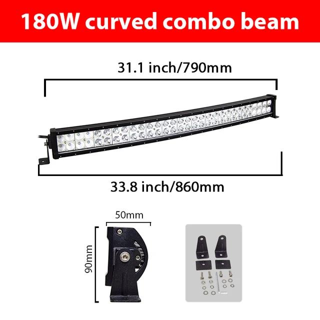 Willpower 32 Inch 405W Slim Curved LED Light Bar With Wiring Harness | IP67 Waterproof Offroad Driving Lights For Truck, SUV, ATV, 6000K White