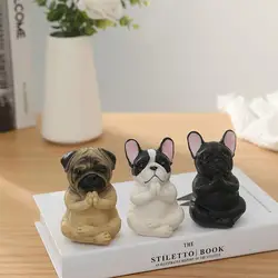 Mini French Bulldog Statue Table Decoration Meditation Sitting Yoga Dog Statue for Car Home Garden Decorations Dog Craft Gifts