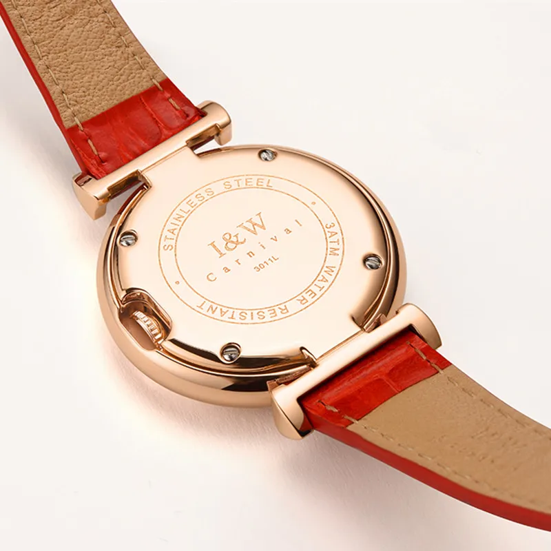 CARNIVAL Brand Fashion Rose Gold Watch Ladies Luxury Diamond Girls Gift Quartz Wristwatch Waterproof Clock for Women Reloj Mujer