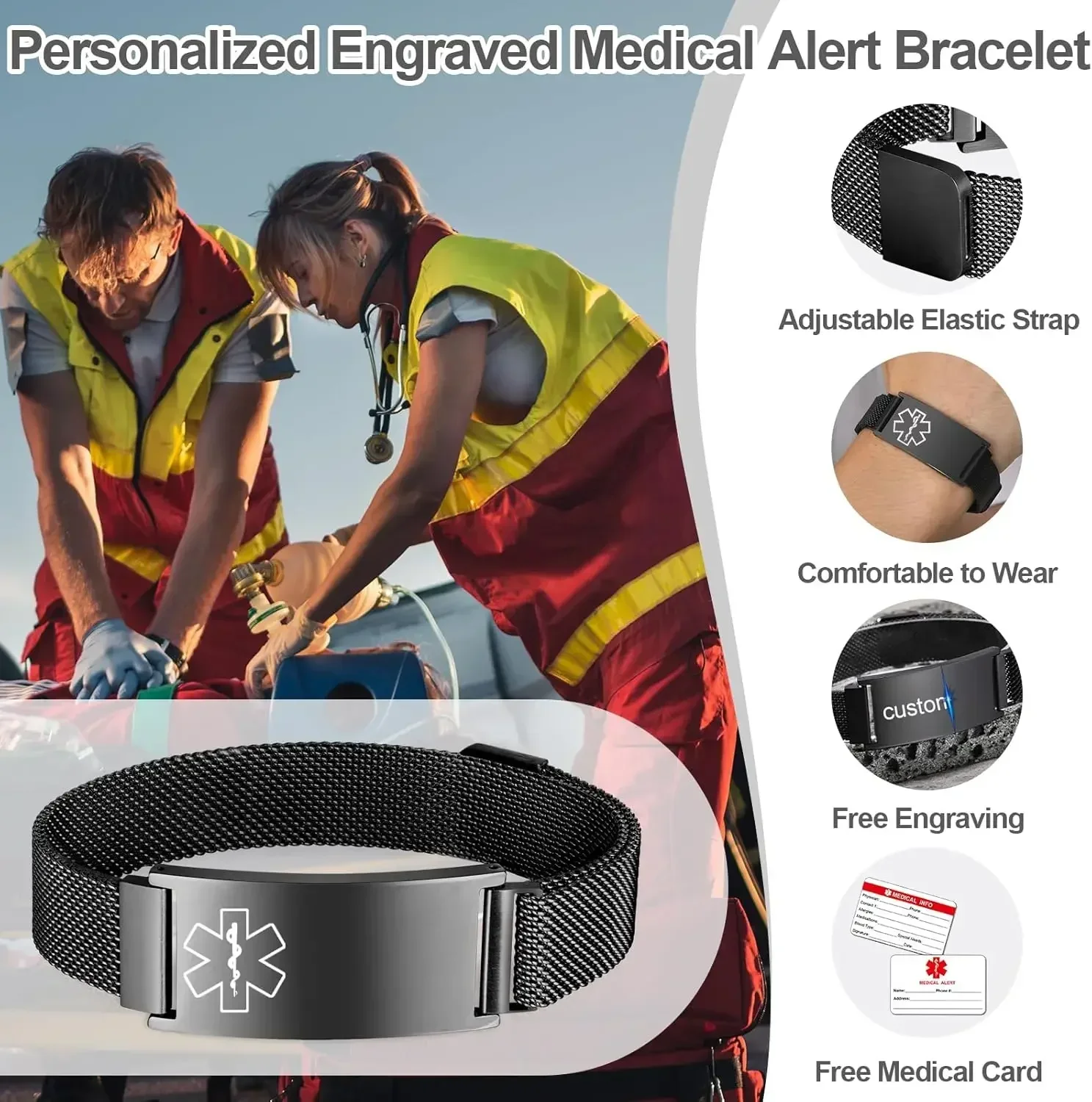 JSC Medical - Bracciale per uso medico in acciaio inox, taglia unica