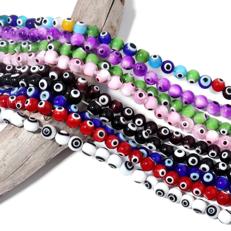 Apx35-90 Stück/Strang 4, 6, 8, 10 mm, mehrfarbig, böser Blick, Perlen für Schmuckherstellung, Lampwork-Glas, türkische Augenperlen, DIY-Armband, Ohrring – Detail 4