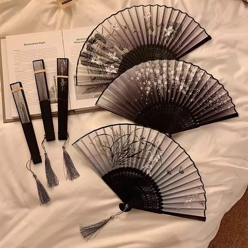 Wooden Silk Folding Fan Summer Decoration
