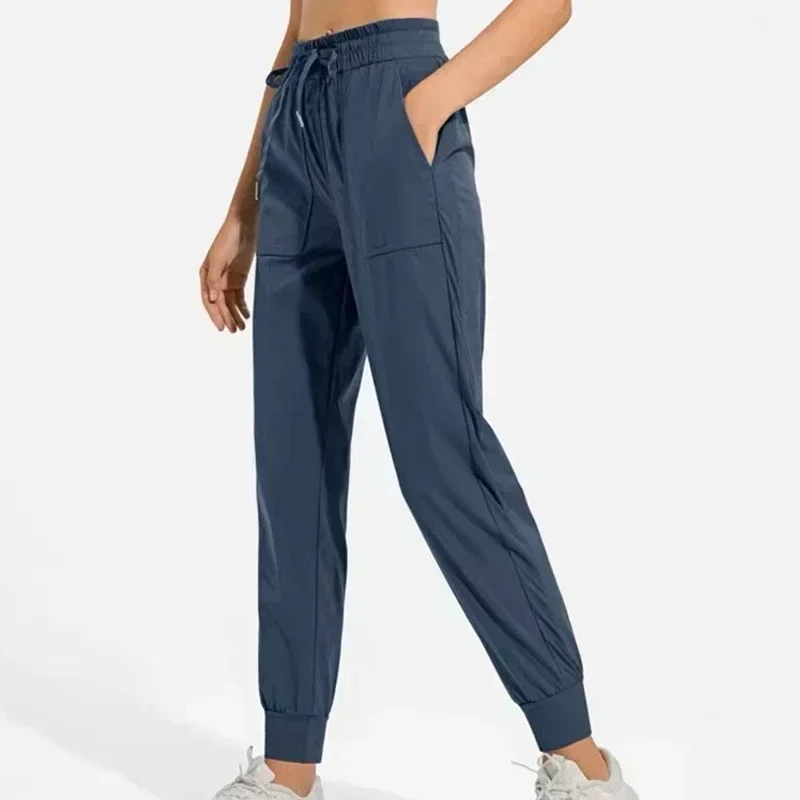 Lemon Women Naked-feel Fabric Loose Fit Sport Active Back waist Lounge Jogger Fitness Leggings with Two Side Pockets