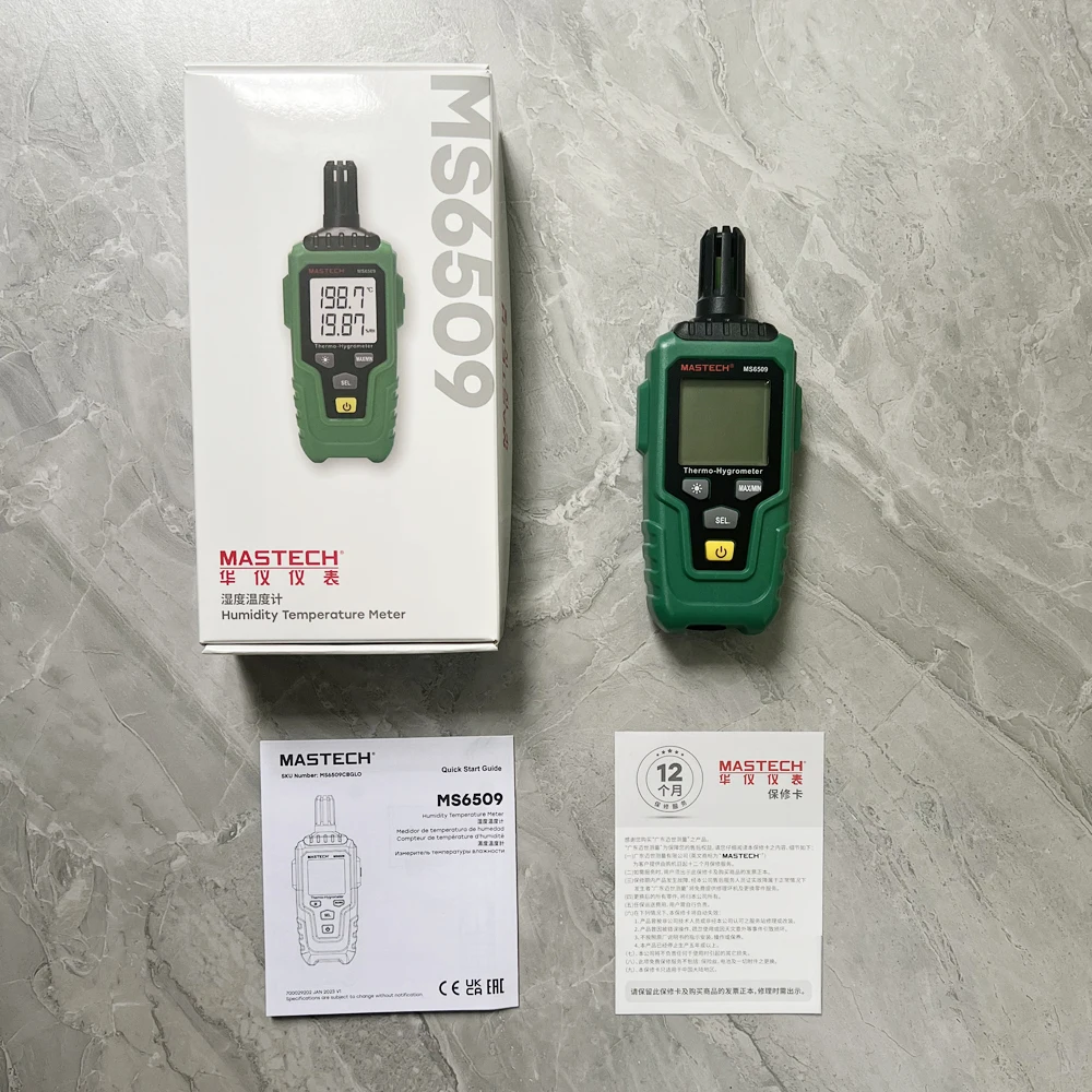 Mastech MS6509 Digital Temperature Humidity Meter Thermometer High Precision Measurement Hygrothermograph Handle Type Hygrometer images - 6