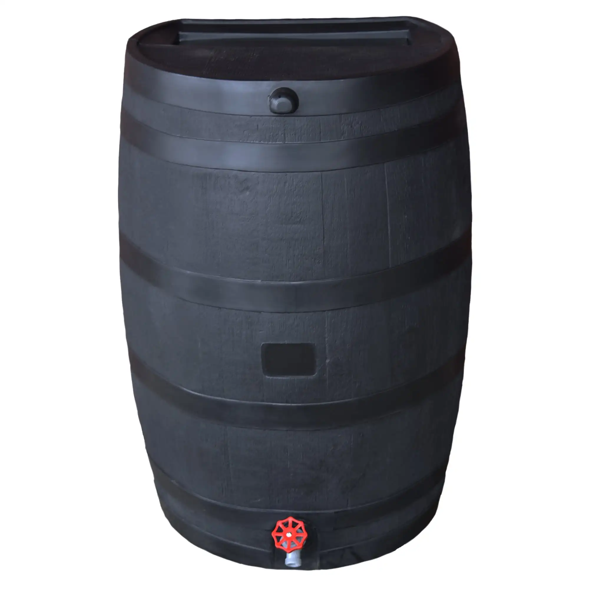 

Polyethylene 50 Gallon Flat Back Eco Rain Barrel, Black Color