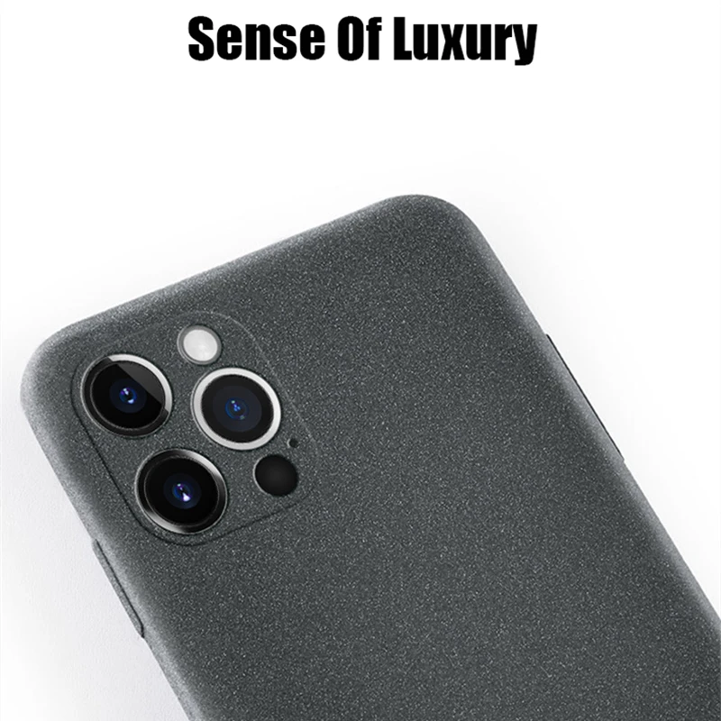 Ultra-Thin Sandstone Matte Case For iPhone 15 14 13 Pro 12 11 Pro Max Mini 16 Plus Slim Soft TPU Shockproof Scrub Back Cover 5