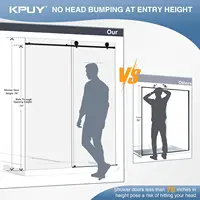 Kpuy Frameless Shower Door, 56-60"" W X 76"" H Glass Shower Door, Sliding Shower Door With 1/4"" (6Mm) Tempered Glass, 2