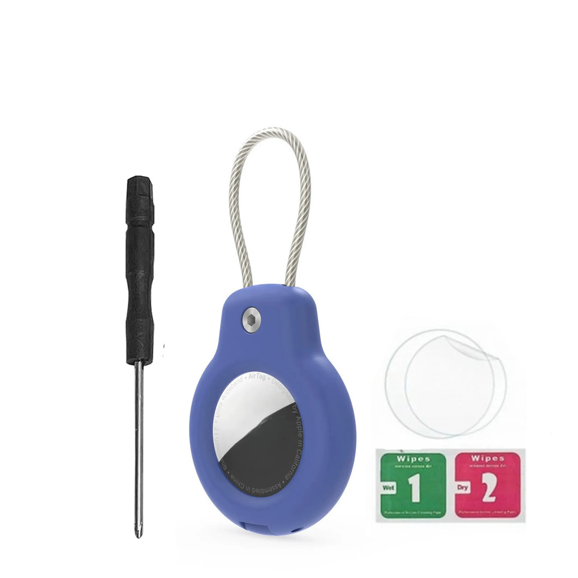 Enhanced AirTag Holder - Secure Wire Cable Keychain with Protective Case for Luggage, Keys, Backpacks, Pets