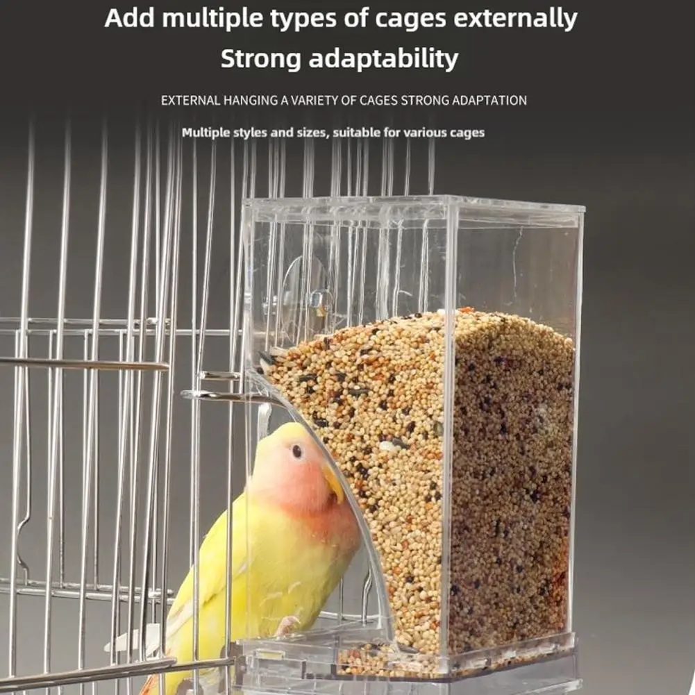No Mess Bird Feeders Automatic Parrot Feeder Drinker For Small And Medium Parakeets Convenient Acrylic Seed Food Container