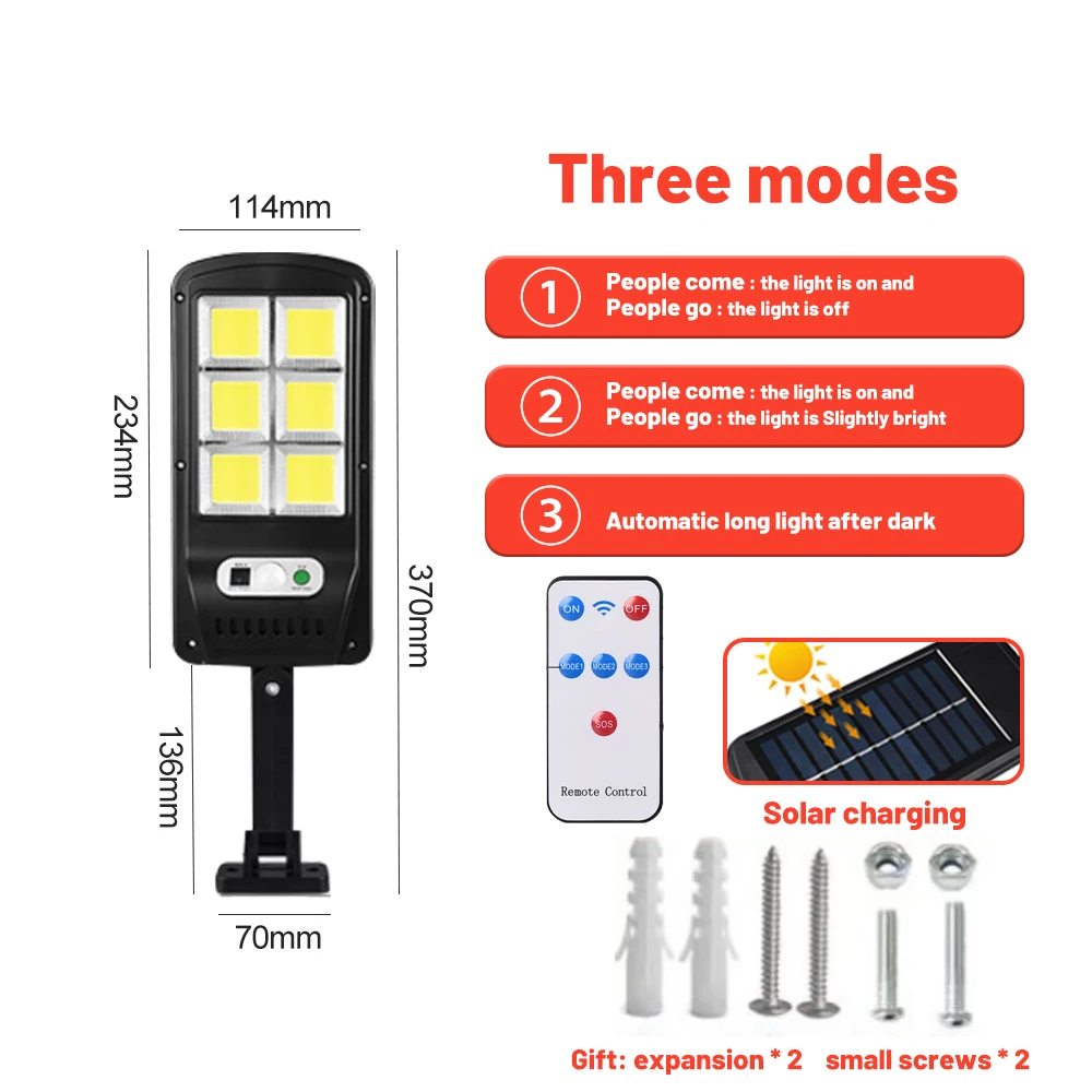 198LED Solar Light lamp Outdoor 3 Head Motion Sensor 270 Wide Angle Illumination Waterproof Remote Control Wall Lamp solar wall lights Solar Lamps