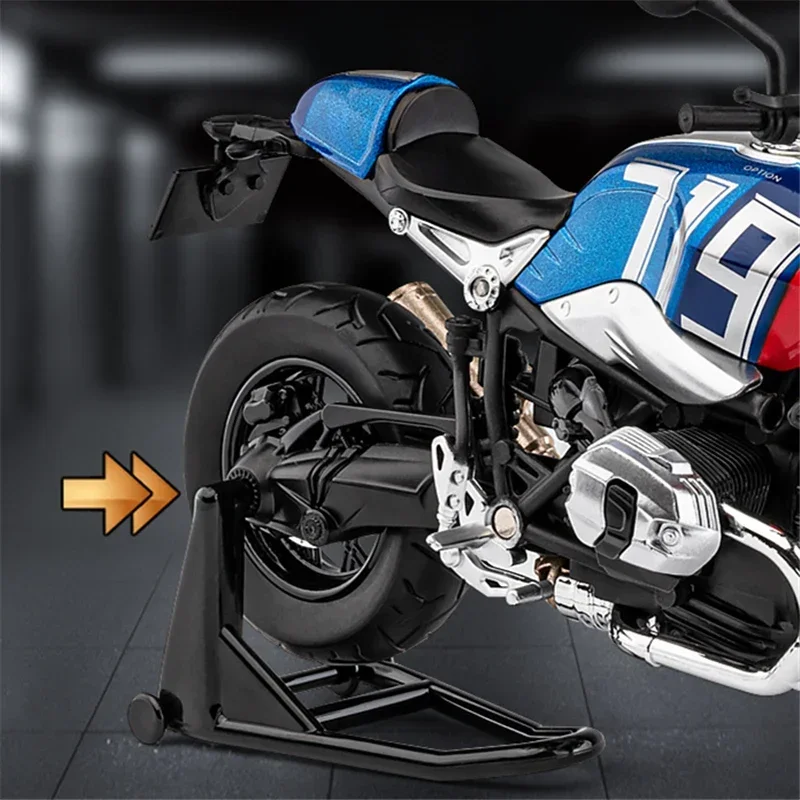 1:12 BMW Latte R NINE T Alloy Retro Sports Motorcycle Model Diecast Metal Street Racing Sound and Light Children Toy Gift 5