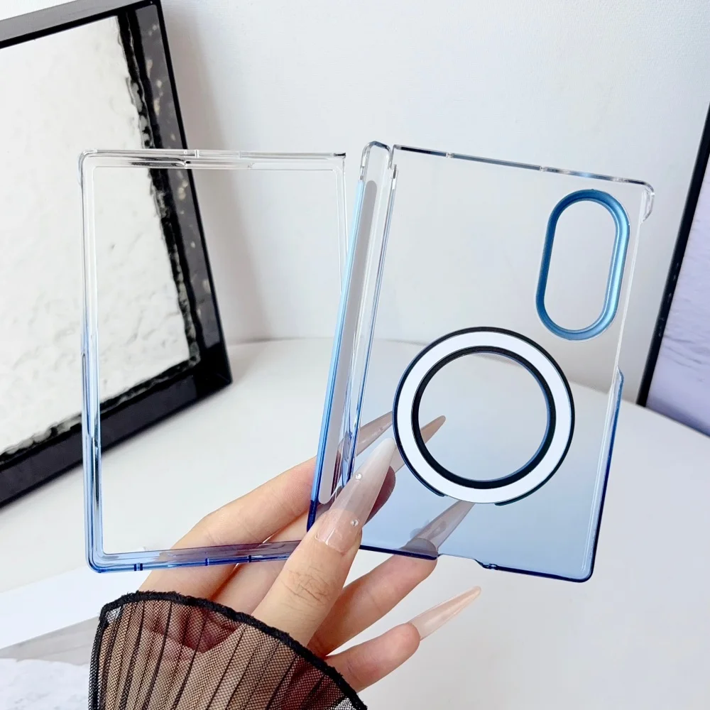 Transparent Gradient Magnetic Case with Rotating Bracket - Magsafe Compatible, PC Hard Cover