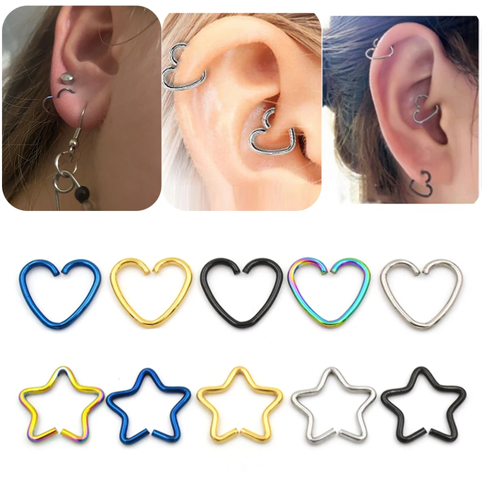 18g Ear Piercing Body Jewelry Steel Daith Heart Cartilage Tragus Hoop Eyebrow Nose Rings Orbital Ear Stud Helix Piercings - Piercing Jewelry - AliExpress