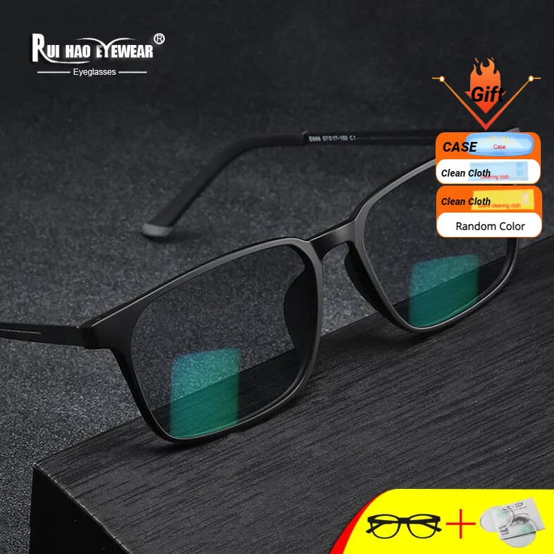 

Prescription Eyeglasses Men TR90 Rectangle Glasses Frame Fill Resin Lenses Myopia Reading Progressive Spectacles