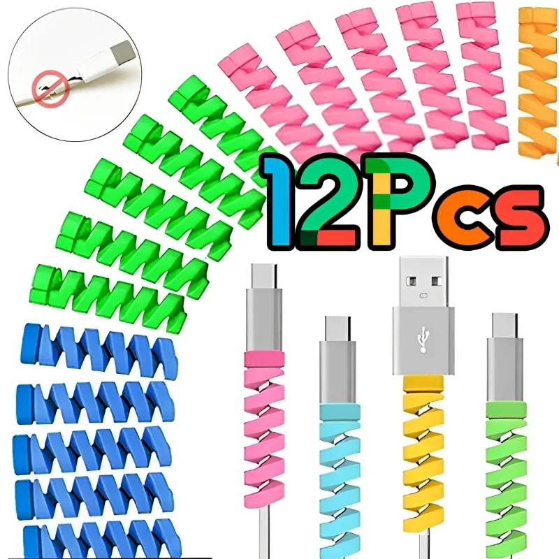 2 in 1 Data Cable Protector Cover, 4PCS Cute Silicone Data Cable Winder