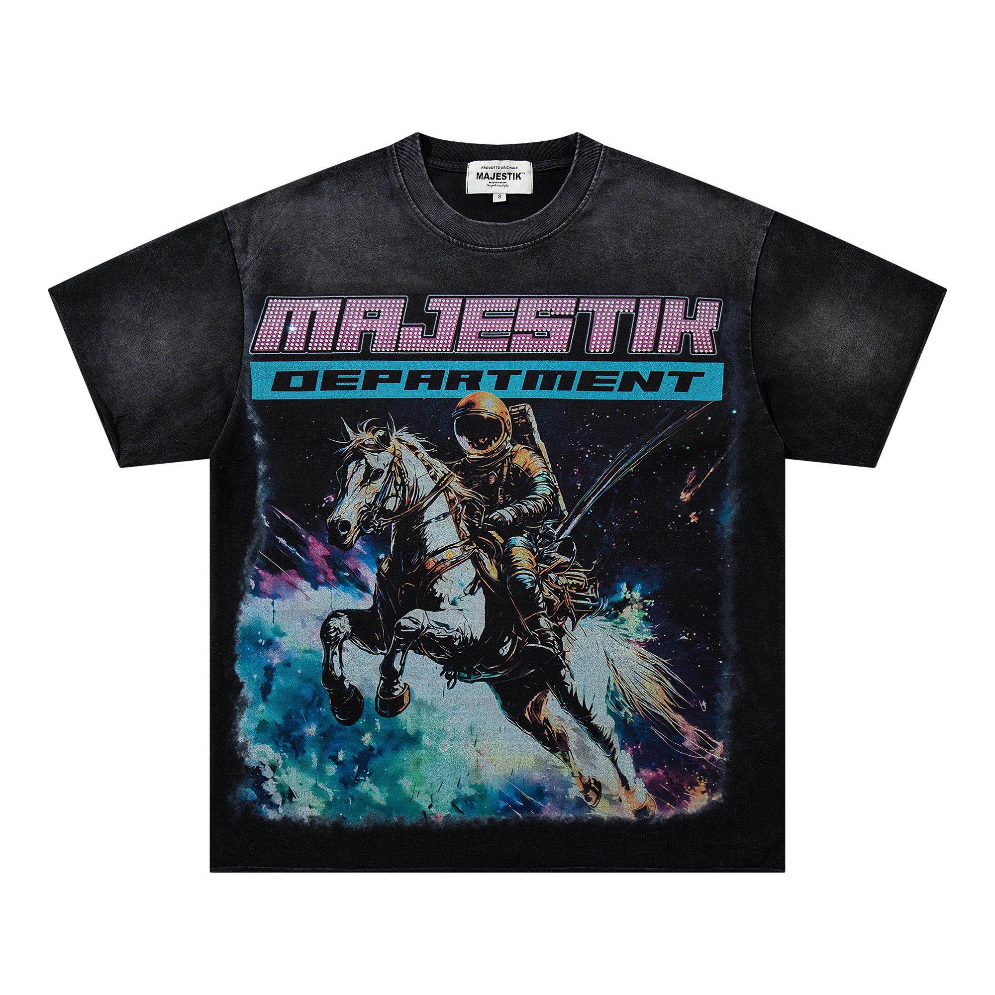 Herren Grafik-T-Shirts mit Weltraum-Astronauten-Motiv, Streetwear im Vintage-Look, Oversize-Baumwollkleidung, Sommer-Kurzarm-Oberteil