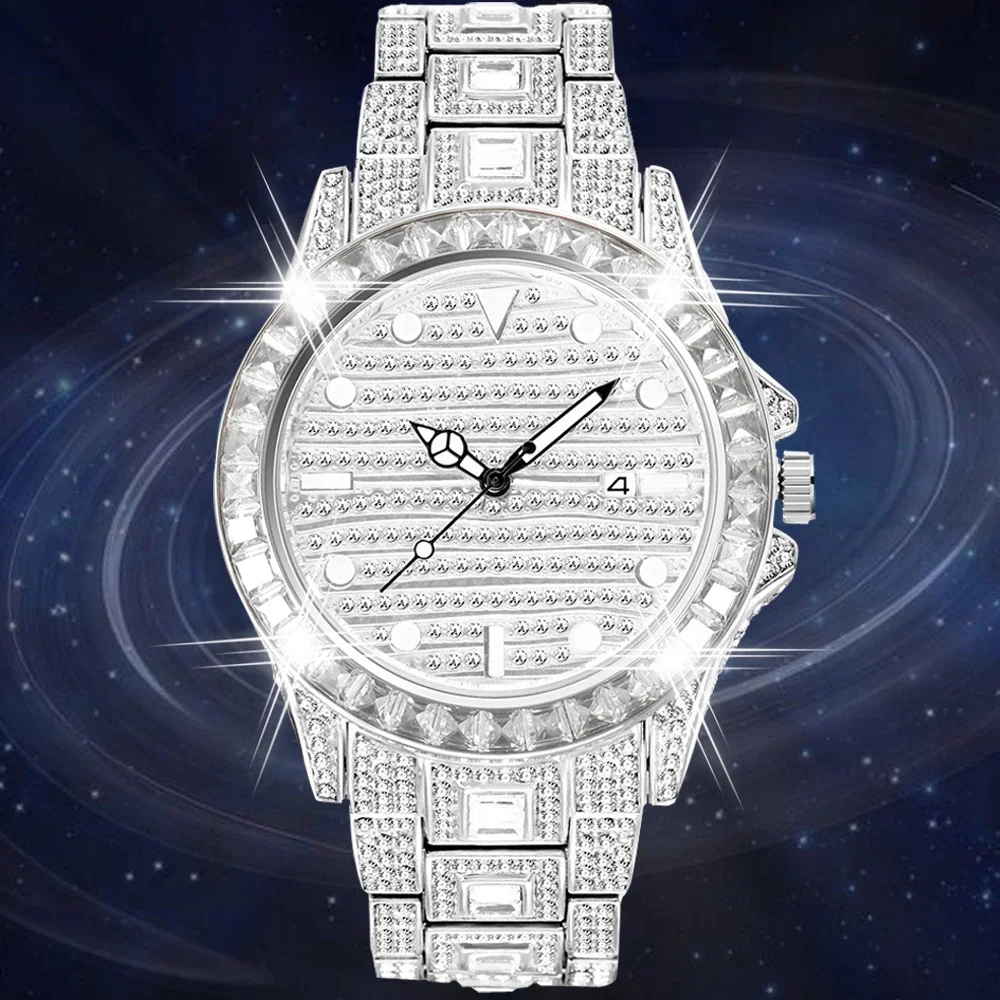 Full AAA Iced Out Diamond Watch for Men Fashion Quartz Mens Watches Waterproof Hip Hop Male Clock Reloj Hombre Relogio Masculino