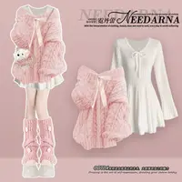 Women Suit French Plus Size Matching Sets Temperament Knitted Sweater Slimming Mini Dress Two-piece Set