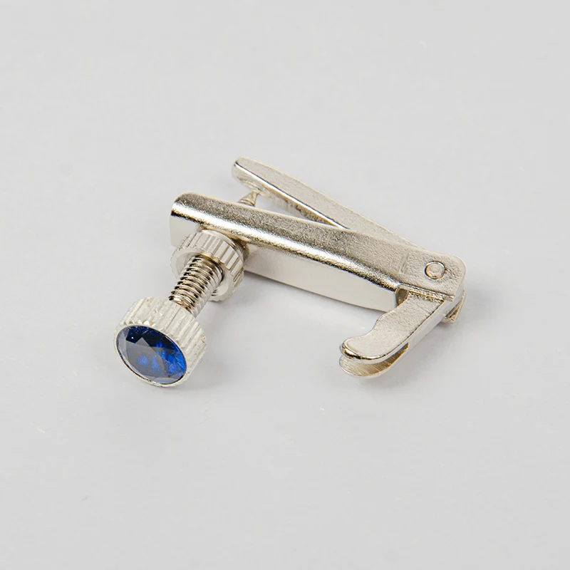 CHRISTINA Violin Fine Tuner Adjuster, for 4/4 Size, Gold/Silver Plated Alloy Steel, with Red/Blue Gem, 1pc