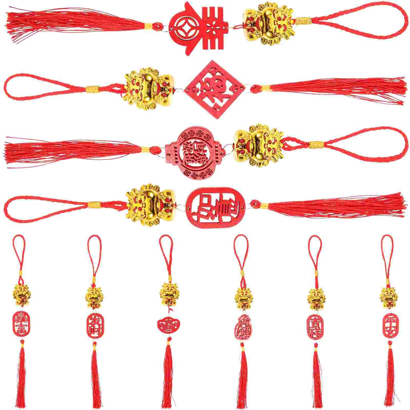 

Chinese Dragon Spring Festival Pendants Flowerpot Bonsai Hanging Ornaments Red Tassel Car Interior Decoration