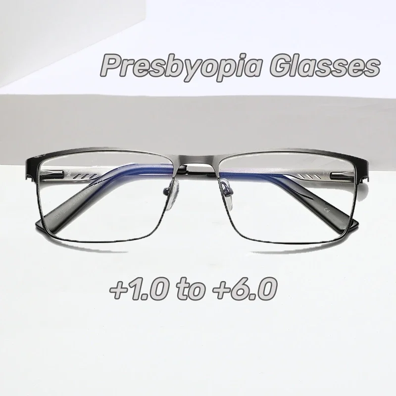 Men's Large Frame Blue Light Blocking Reading Glasses with Spring Hinges