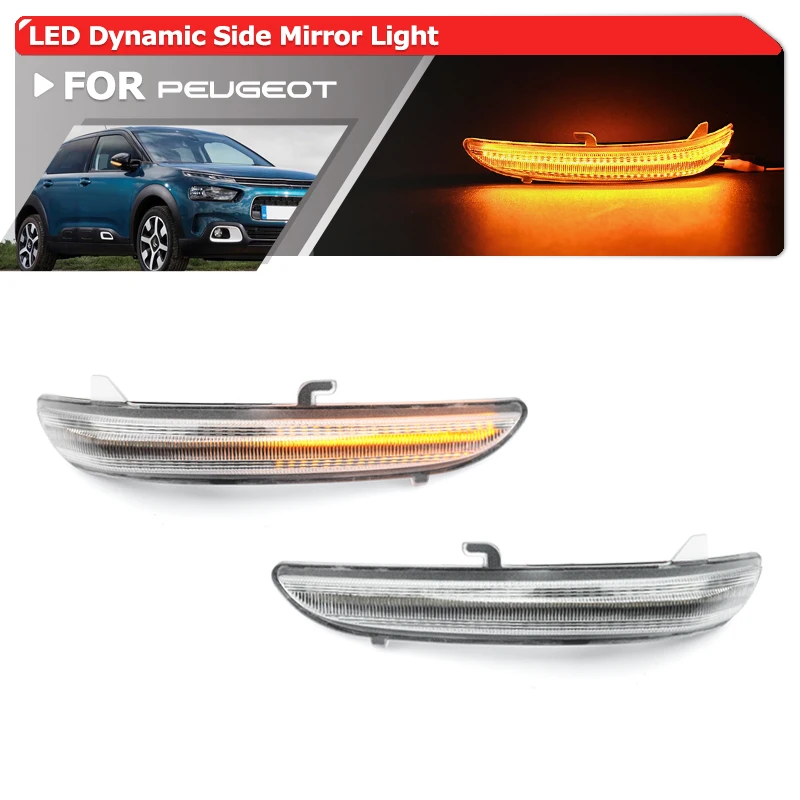 

For Peugeot 208 2008 I 2013-2022 Citroen C3 III 2017-2022 C4 Cactus 2018-2021 Dynamic Led Rearview Side Mirror Blinkers Lights