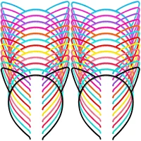 24 Pcs Cat Ear Headband Plastic 12 Colors Halloween Hair Accessories Headbands Fashion for Teens Ears Party Child Miss 1