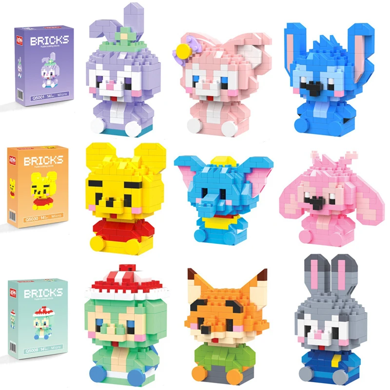 

The New Disney Building Blocks Anime Figure LinaBell Bear Stitch Princess Mini Cute Assembly Toy Bricks Kids Birthday Gift