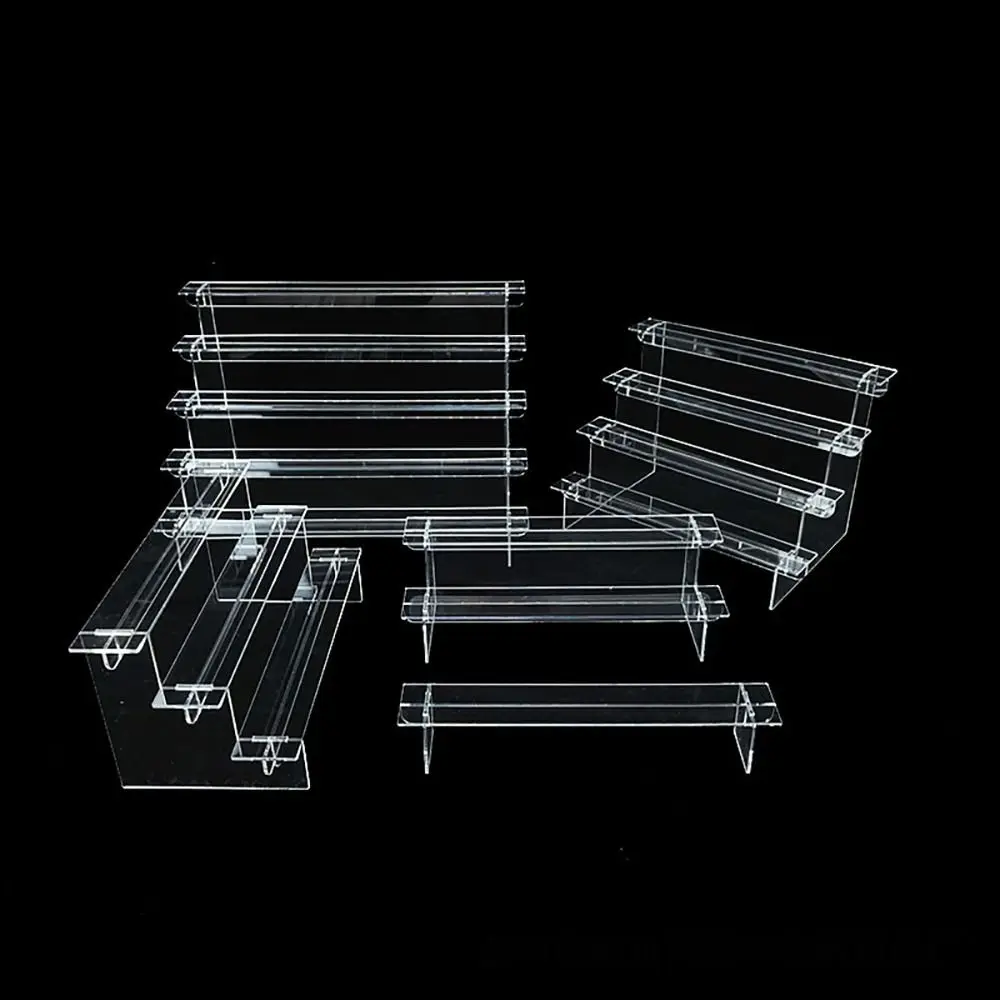 1Sets Acrylic Ladder Display Stand Durable Home Organizer Transparent Storage Rack Adjustable Computer Monitor Model Holder 2