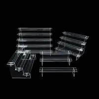 1Sets Acrylic Ladder Display Stand Durable Home Organizer Transparent Storage Rack Adjustable Computer Monitor Model Holder 2