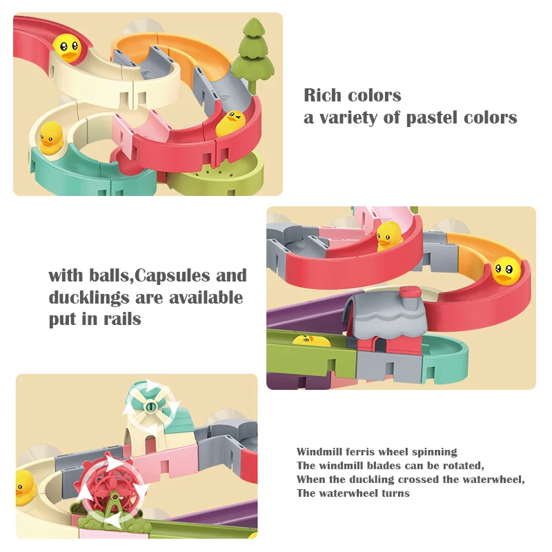 Bath Toys Baby Bathroom Duck DIY Track Bathtub Kids Play Water Games Tool Bathing Shower Wall Suction Set Bath Toy for Children 5