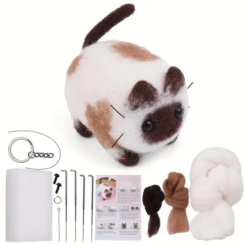 Description Picture 3 of itemNon-Finished Dog Cat Handmade Wool Felting Material Package Doll Toy DIY Child Gift Needle Felting Tool Kit