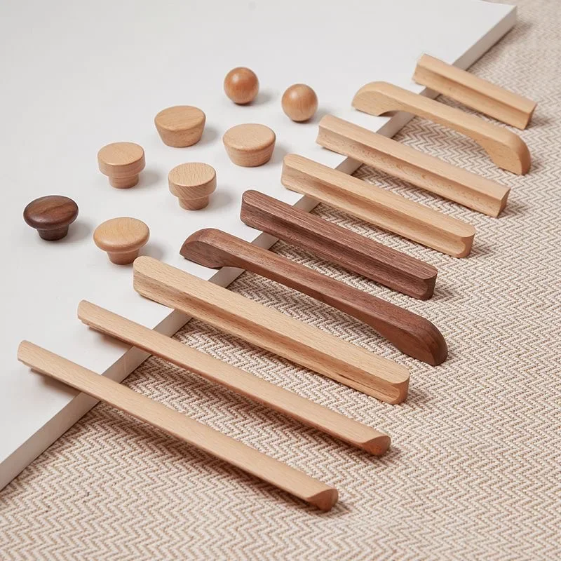 Furniture Handles Cabinet Door Wooden Handle Cabinet Wardrobe Door Handle Bow Shaped Beech Walnut Drawer Wooden