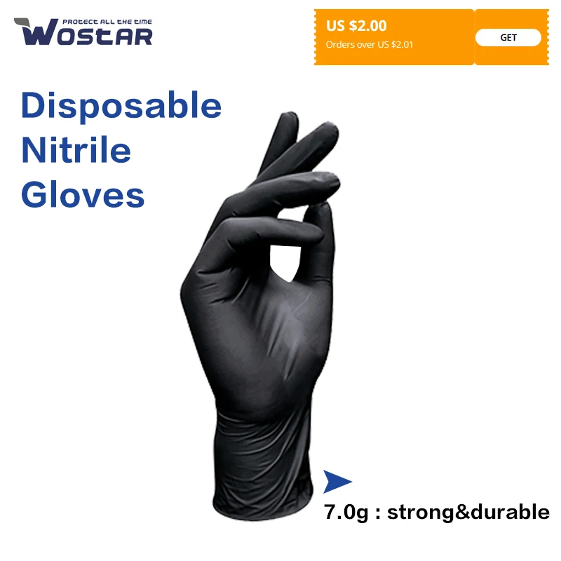 

Work Gloves Nitrile Plastic Dishwashing cosmetic 100 Units Cleaning Tools Wostar Kitchen Home Garden Product Disposable Gloves