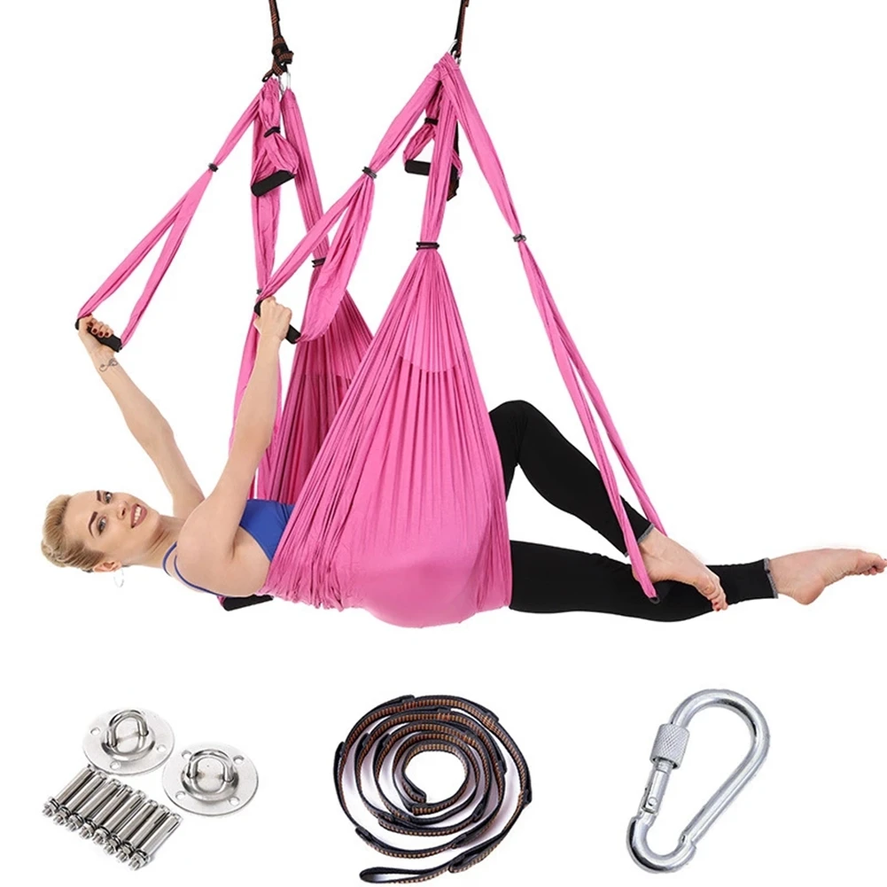 Yoga Hammock Full Set Aerial Yoga Hammock+Hanging Belt+Ceiling Plates Anti-Gravity Nylon Pilates Flying Swing Home GYM Fitness 2.5*1.5m