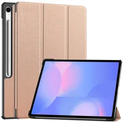Magnetic Trifold Flip Cover with Hard Back Stand for Samsung Galaxy Tab S10 FE+ (Sky Blue)