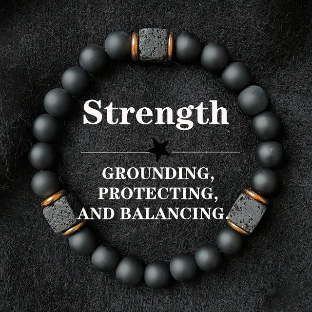 Bracelet en pierre volcanique pour hommes, 1 pièce, avec Agate noire carrée, bijoux à la mode adaptés à la thérapie magnétique des messieurs modernes